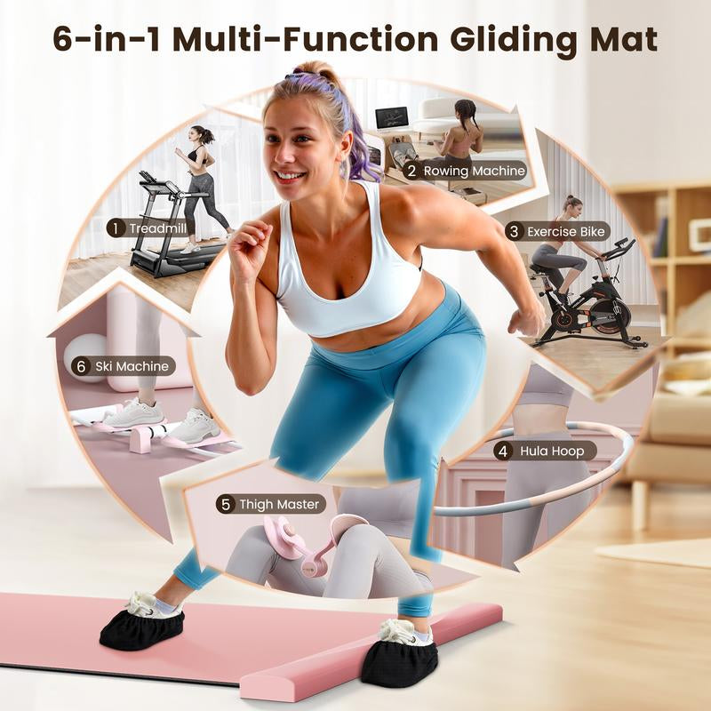 FEIERDUN Foldable Slide Board for Home Workout,Full-Body Core Training,Balance & Flexibility,Low-Impact Exercise Equipment for Skating, Yoga & Cardio,Portable & Easy to Store