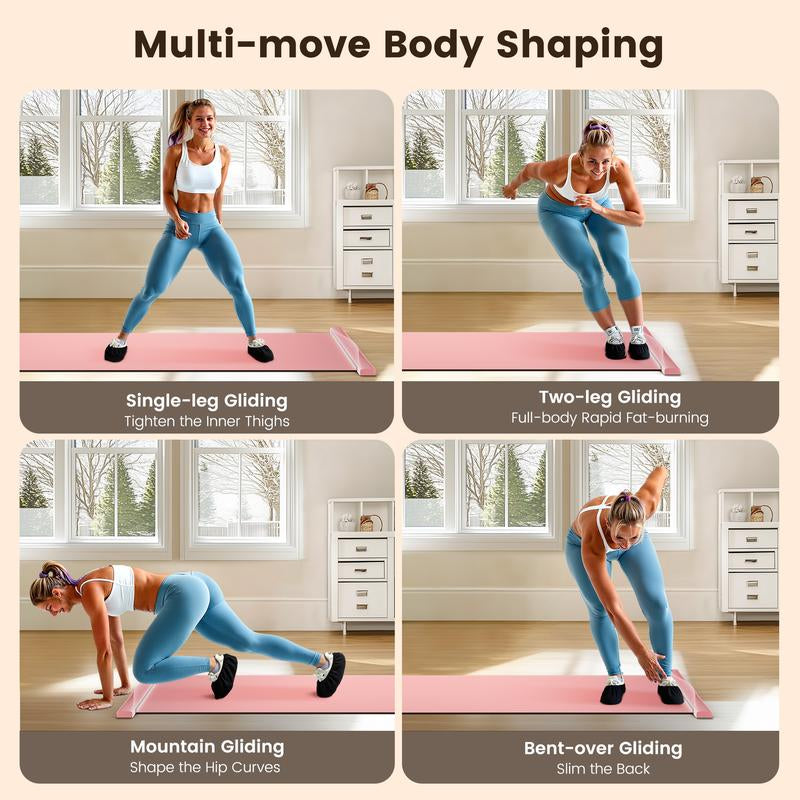 FEIERDUN Foldable Slide Board for Home Workout,Full-Body Core Training,Balance & Flexibility,Low-Impact Exercise Equipment for Skating, Yoga & Cardio,Portable & Easy to Store