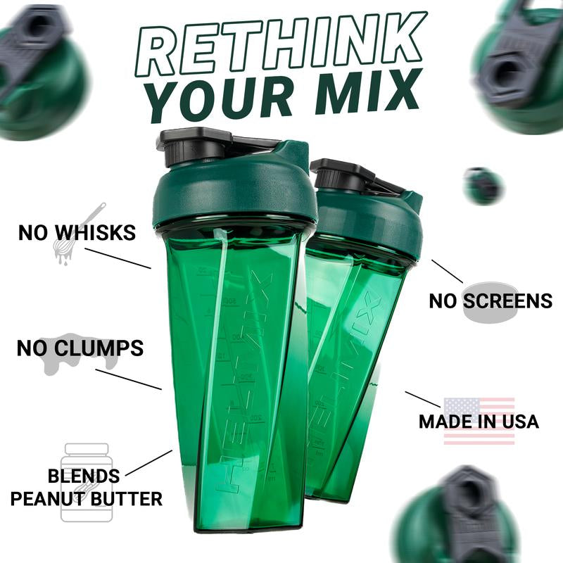 Helimix Monochrome Series Shaker Bottles - No Whisks No Screens No Clumps - Mix Your Preworkout and Protein with the Most Efficient and Simple Shaker Cup on the Market - Helimix